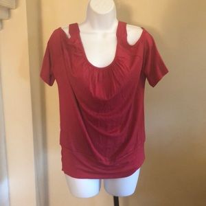 New Boston Proper Tee with Cold Shoulder accents